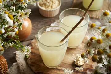 Two glasses of fresh way with paper straws