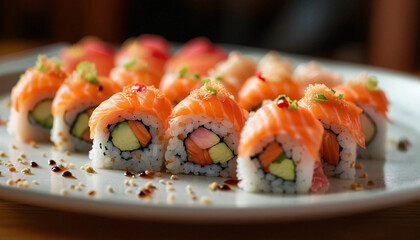 Close-up of a plate with sushi
