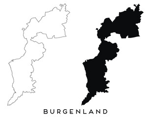 Burgenland map outline and black silhouette vector