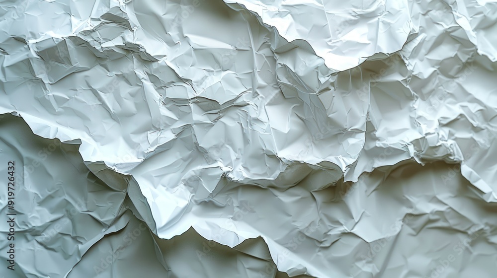 Poster a close-up shot of a crumpled white paper with textured surface creating an abstract background.