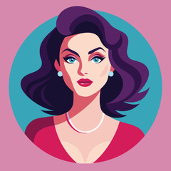 Beauty woman avatar female cartoon profile icon illustration