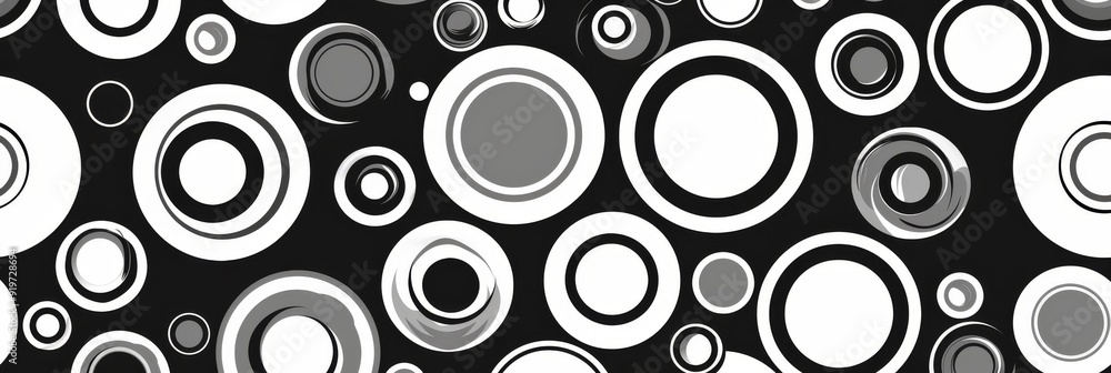 Poster this is a stylish black and white pattern showcasing dynamic circles, expertly tailored for modern d