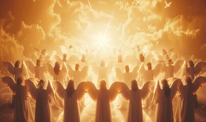Radiant angelic choir singing in heaven