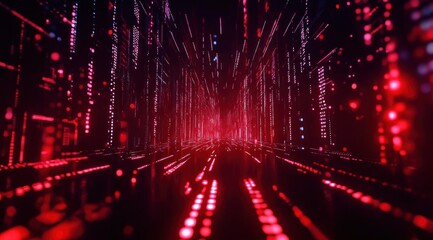 Fond numérique abstrait avec lumières brillantes et visualisation de données, concept de cyber-technologie et d'intelligence artificielle.