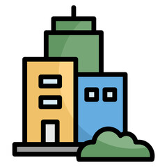 Office Tower  Icon Element For Design