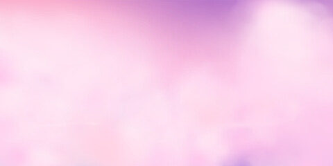 Panoramic abstract pink blue sky background. Skyscape with fluffy clouds. Gradient fantasy paradise background.