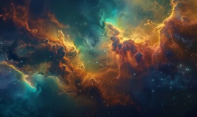 Fototapeta premium Galactic nebulae bursting with vibrant colors and cosmic dust