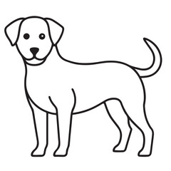 Vector black and white illustration of a sitting dog isolated on a white background.