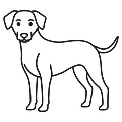 Vector black and white illustration of a sitting dog isolated on a white background.