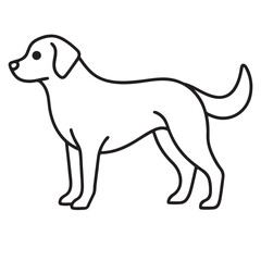 Vector black and white illustration of a sitting dog isolated on a white background.