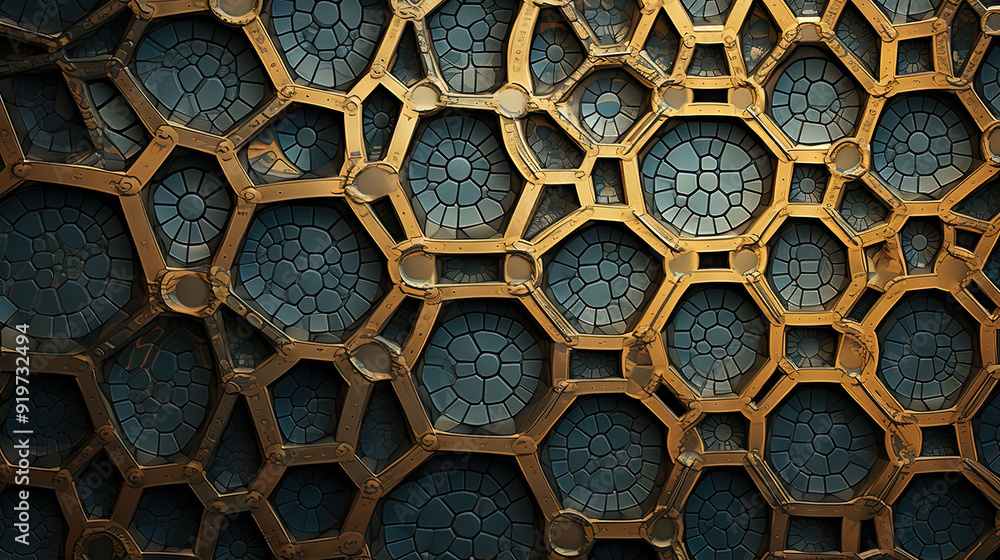 Poster abstract fractal ornament with floral elements and dotted texture.