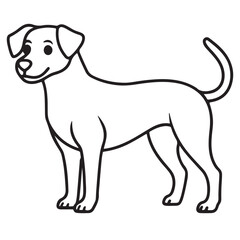 Vector black and white illustration of a sitting dog isolated on a white background.