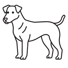 Vector black and white illustration of a sitting dog isolated on a white background.