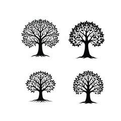 Obraz premium Black Tree silhouette set vector illustration