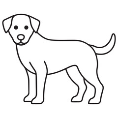 Vector black and white illustration of a sitting dog isolated on a white background.