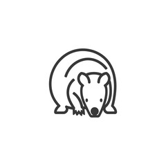 Obraz premium Line Art Illustration of a Curled Up Armadillo