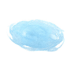 Pastel blue watercolor blot background. Brush stroke abstract shape. Paint stain wallpaper.