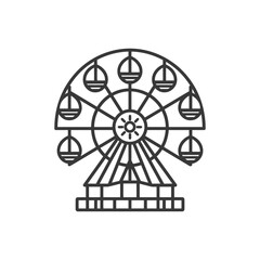 Fototapeta premium Line Art Illustration of a Ferris Wheel with Eight Gondolas