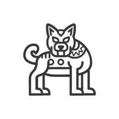 Obraz premium Line Art Illustration of a Fierce Canine with a Collar