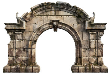 Obraz premium Elements of architectural decorations of buildings. Old wall with arch Isolated on transparent background.