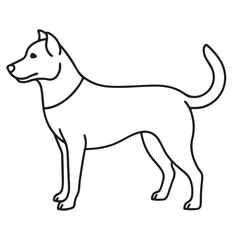 Vector black and white illustration of a sitting dog isolated on a white background.