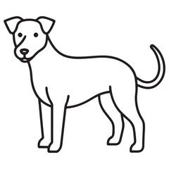 Vector black and white illustration of a sitting dog isolated on a white background.