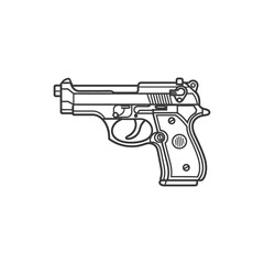 Line Art Illustration of a Handgun