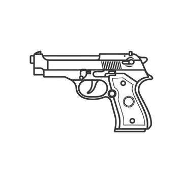 recommend clip art: Line Art Illustration of a Handgun black color only