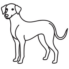 Vector black and white illustration of a sitting dog isolated on a white background.