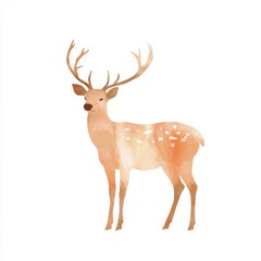 Fototapeta premium A beautiful watercolor illustration of a deer showcasing elegant antlers and a gentle expression, perfect for nature-themed designs.