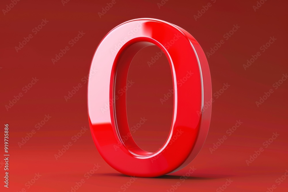 Poster this bold 3d render highlights a vibrant red 0 on a smooth red background, emphasizing depth and ele