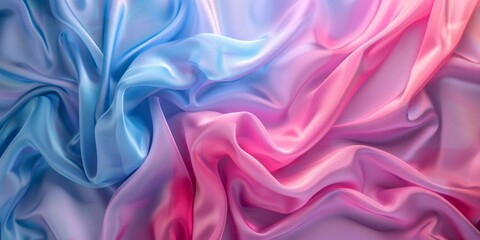 Obraz premium Pink and Blue Cloth with Wrinkles and Folds. Multicolored Wavy Surface Background