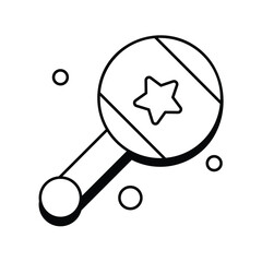 rattle line icon with white background vector stock illustration