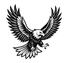 flying bald eagle silhouette vector illustration