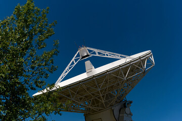Side view of satellite dish antenna