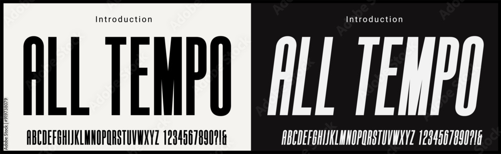 Fototapete condensed vector fonts. alphabet of sans serif font with modern typography. bold and tall vector fon