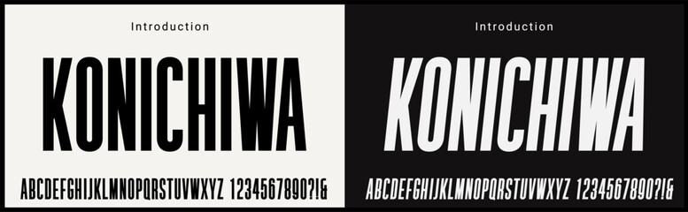 Condensed Vector Fonts. Alphabet of sans serif font with modern typography. bold and tall vector font 