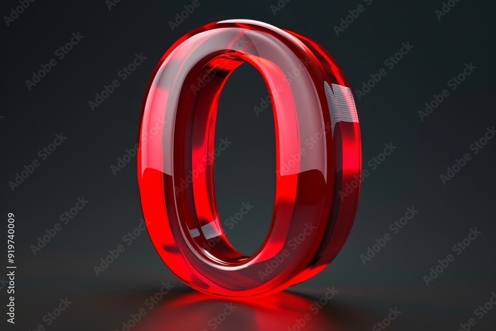 Poster this captivating image showcases a detailed 3d rendering of the number zero, crafted from glossy red