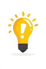 A vibrant yellow light bulb with an exclamation mark symbolizing innovative ideas and creativity. Ideal for inspiration themes.