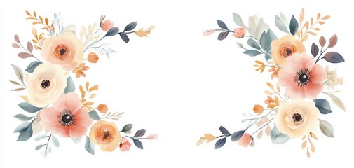 Beautiful watercolor flowers with soft tones, perfect for invitations, cards, and elegant decor.