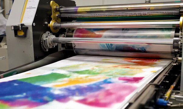 Dynamic Printing Press in Action at a Print Shop