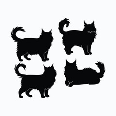 Maine coon cat silhouette set animals vector template