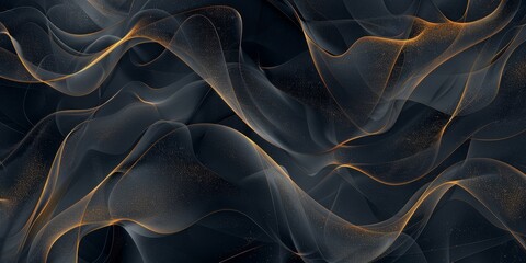 Artistic dark abstract pattern with golden lines