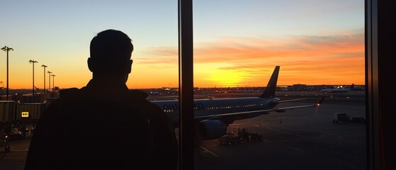 Fototapeta premium Early morning flight boarding at an airport