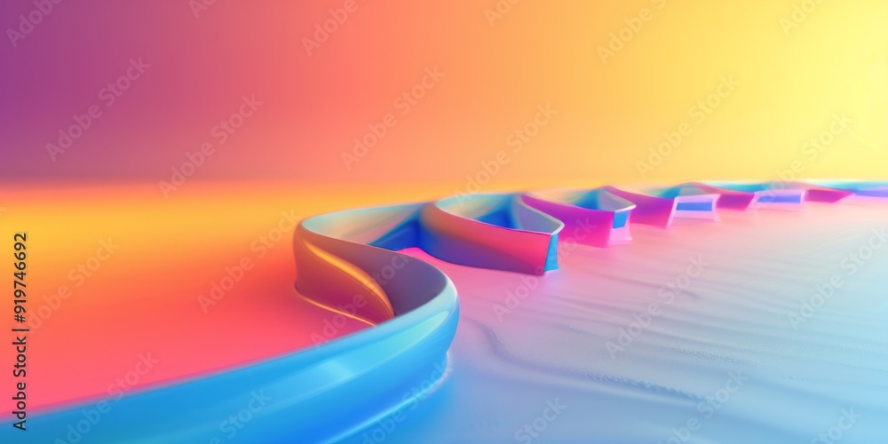 Poster growth curve in multiple colors, colorful gradient background, room for text, deep depth of field 3d