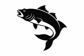 silhouette Vector design of bass fish on white background