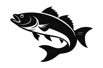 silhouette Vector design of bass fish on white background