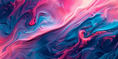 Fototapeta premium Abstract Colorful Neon Wave Paint Stroke Fluid Liquid Pink Blue