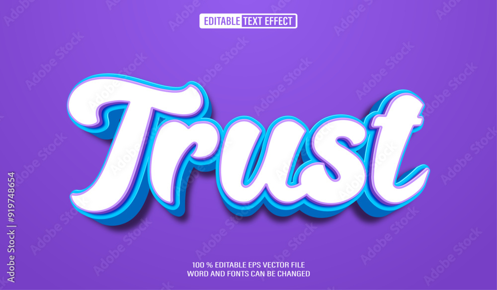 Poster editable 3d text style effect - trust text effect template