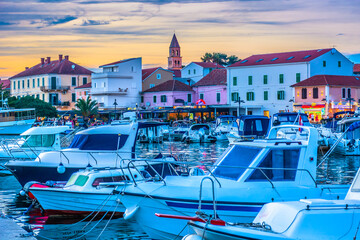 view of the old town Biograd, city center architecture and boats in marina, Croatia